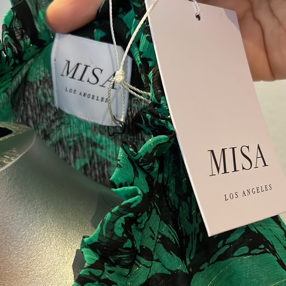 Misa Los Angeles Olivia Dress Emerald Abstract NWT - Picture 13 of 15